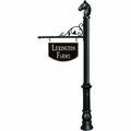 Equestrian Hanging Ranch Sign Post with Ornate Base & Horsehead Finial, Black SNPST-701-BL